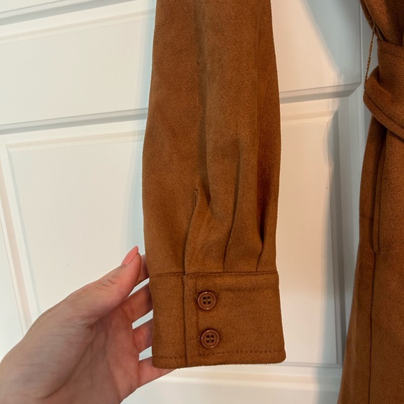 Beautiful Microsuede Boho Chic Camel Dress Small 4-6 - Picture 3 of 6